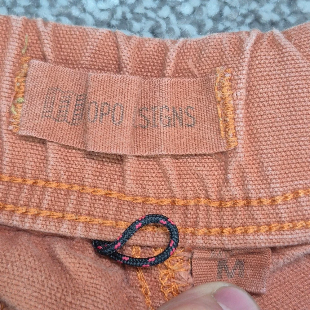 Topo Designs Dirt Pants Mens Medium Burnt Orange Drawstring Hiking Canvas